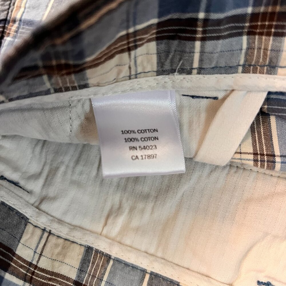 Banana Republic Blue and Brown Plaid Shorts Sz 32 - Picture 5 of 9